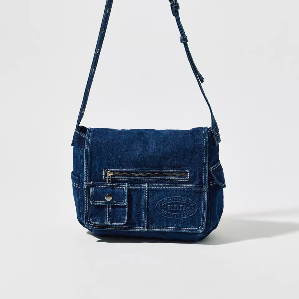 Blue Denim Messenger Bag