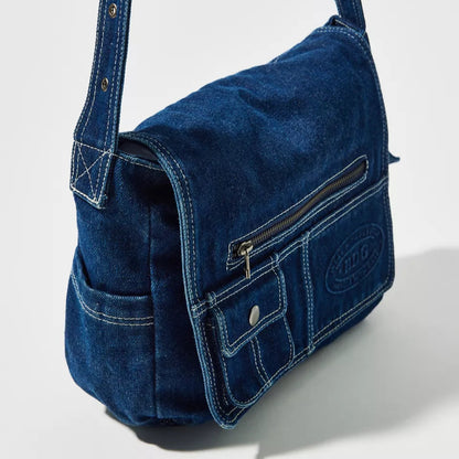 Blue Denim Messenger Bag