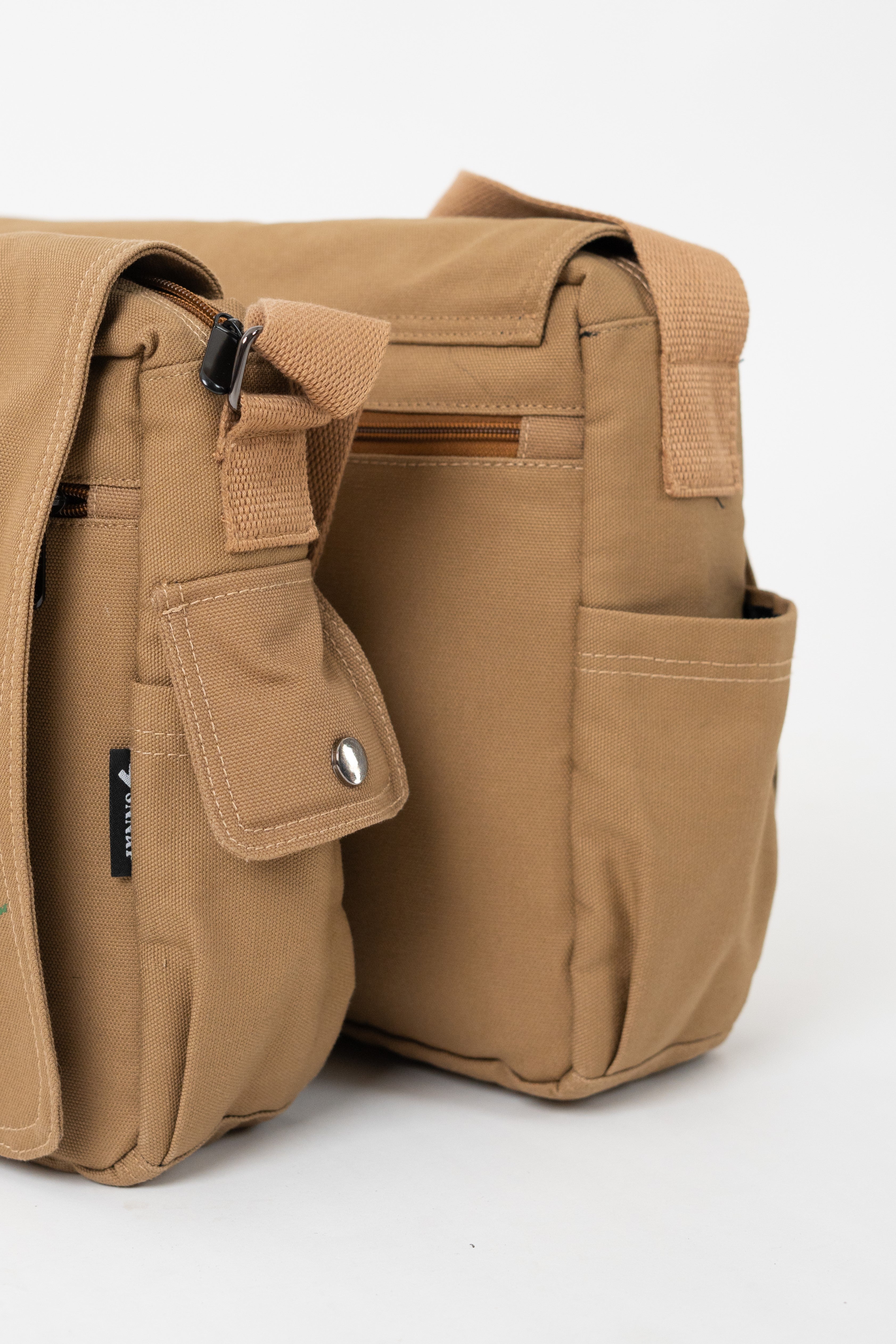 Beige Fine Run Messenger Bag