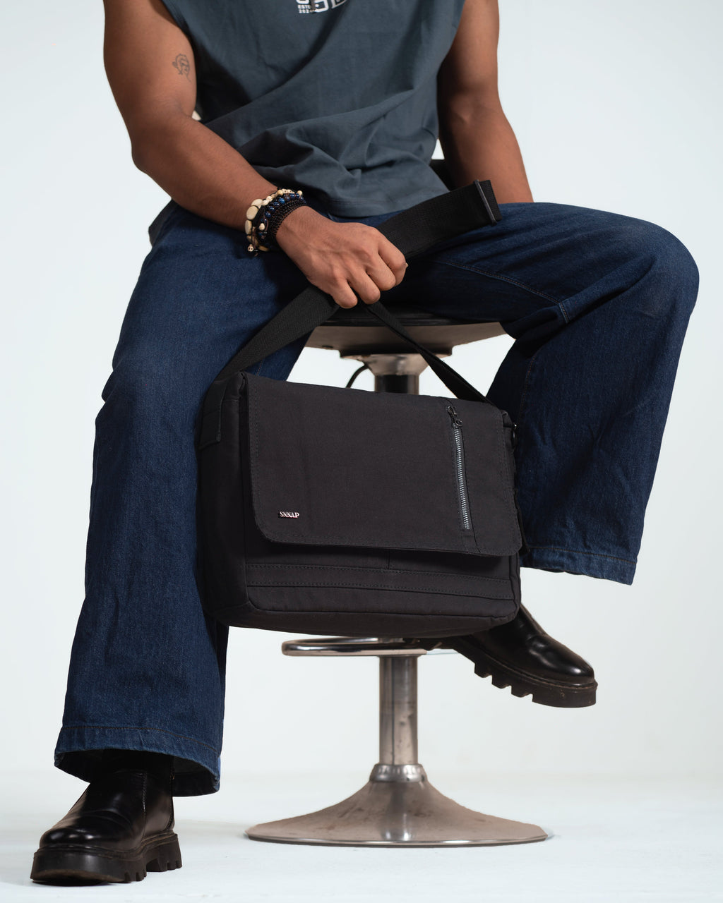 Black Off Beat Messenger Bag