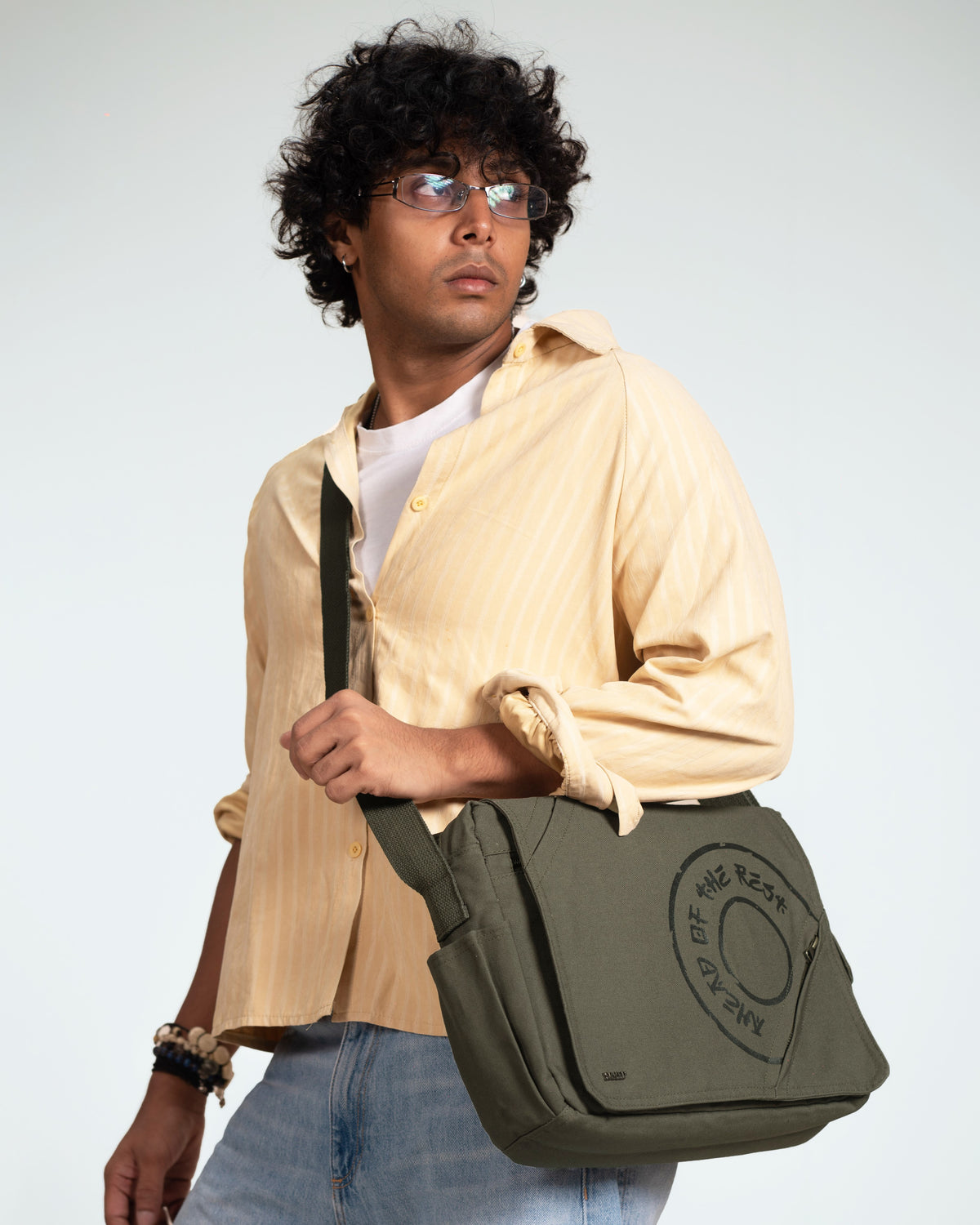 Olive Fine Run Messenger Bag