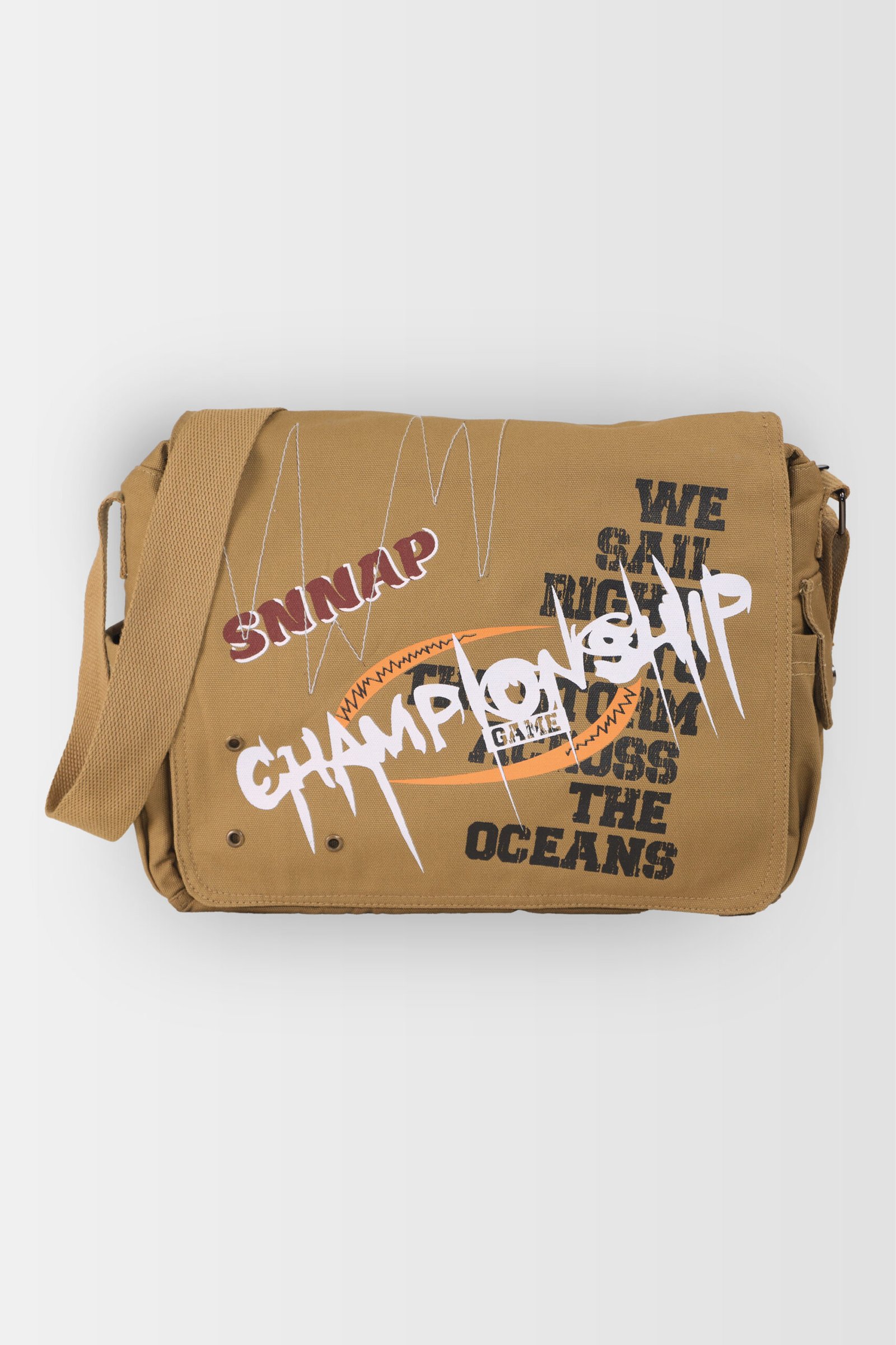 Beige Championship Stitch Messenger Bag