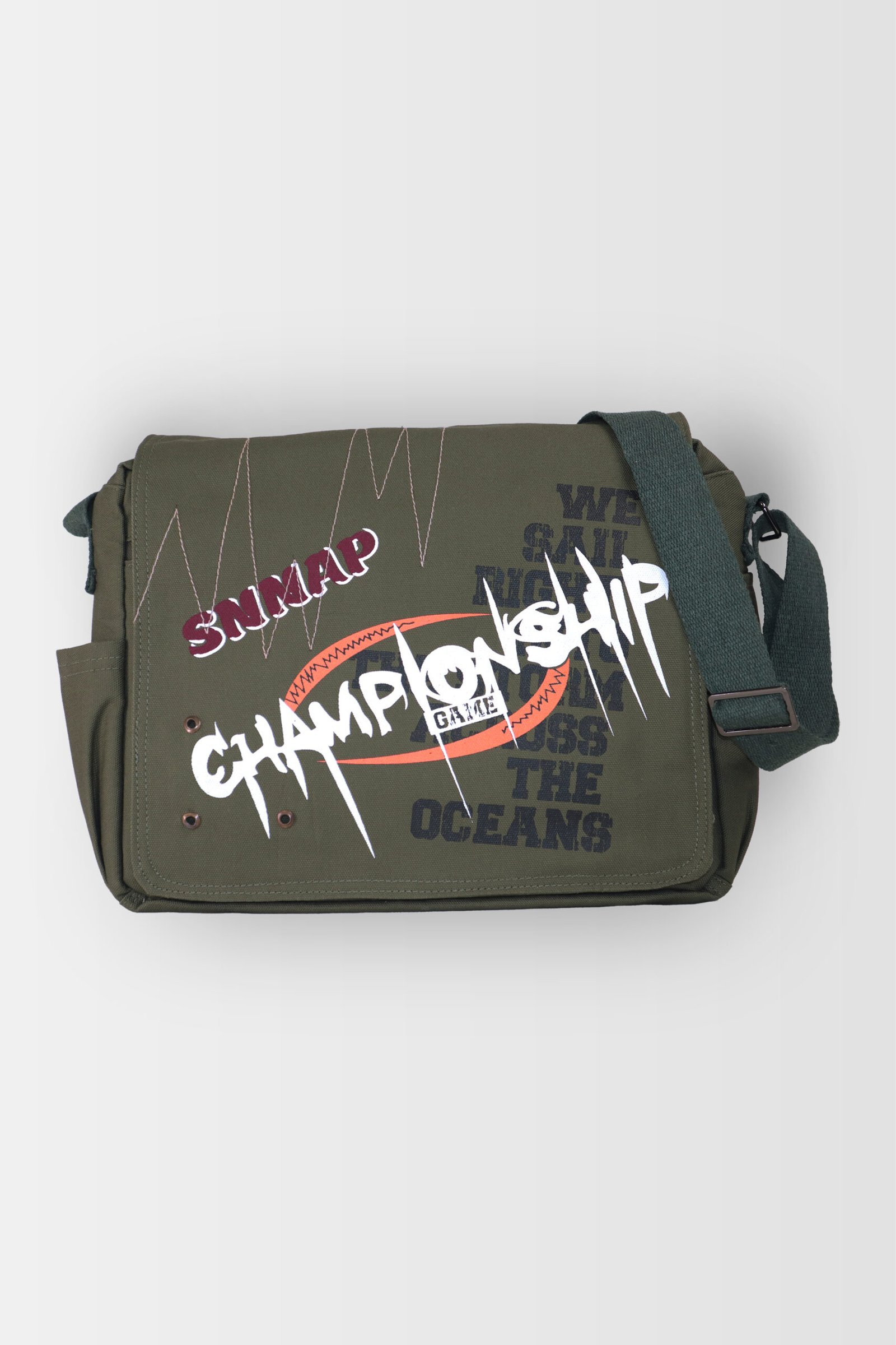 Olive Championship Stitch Messenger Bag